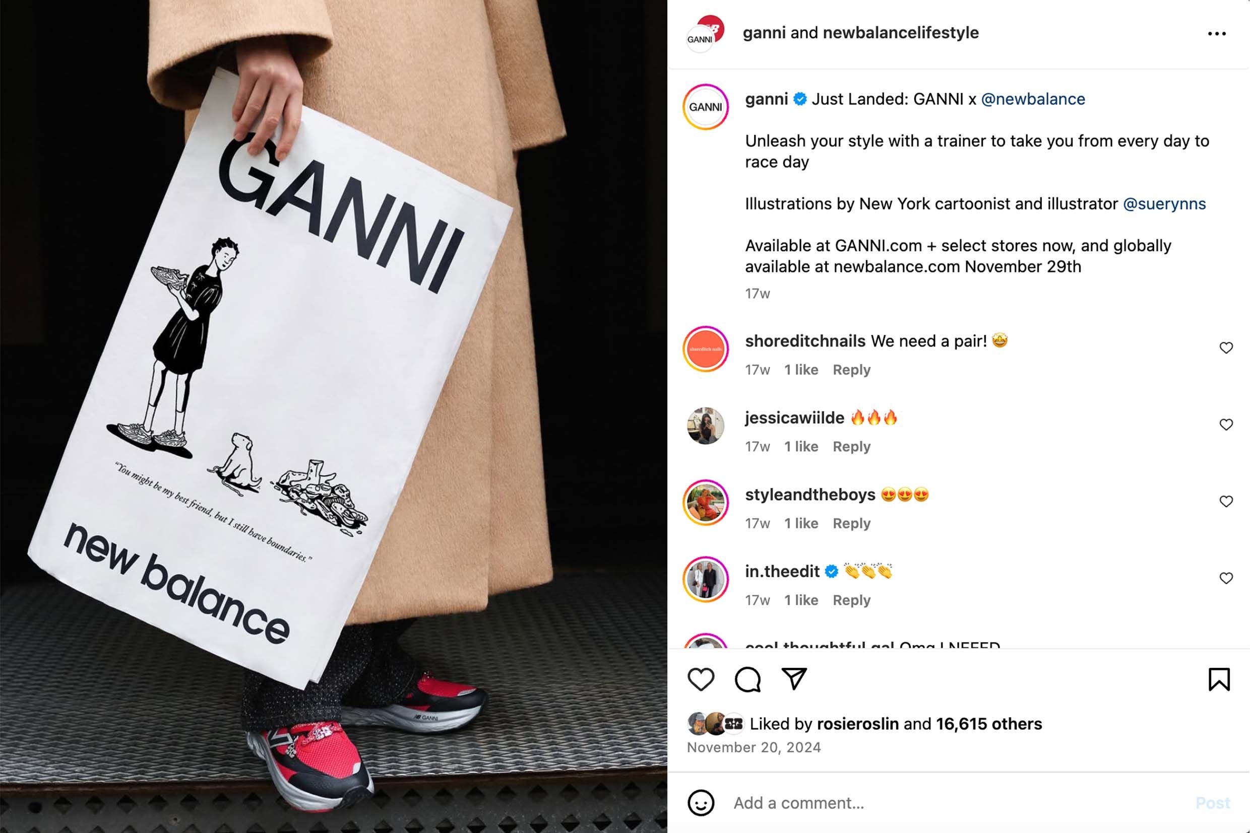 GANNI x New Balance Instagram Launch